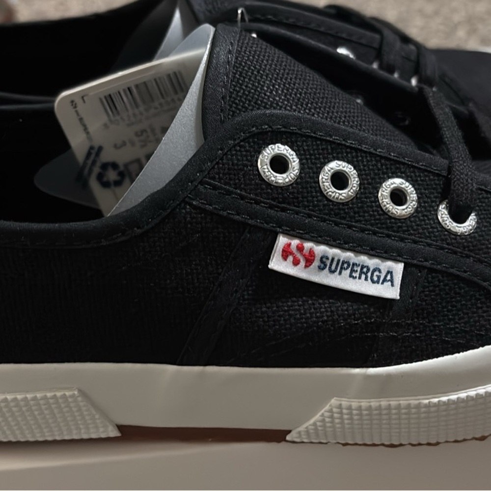 Superga Black Sneakers with White Soles
